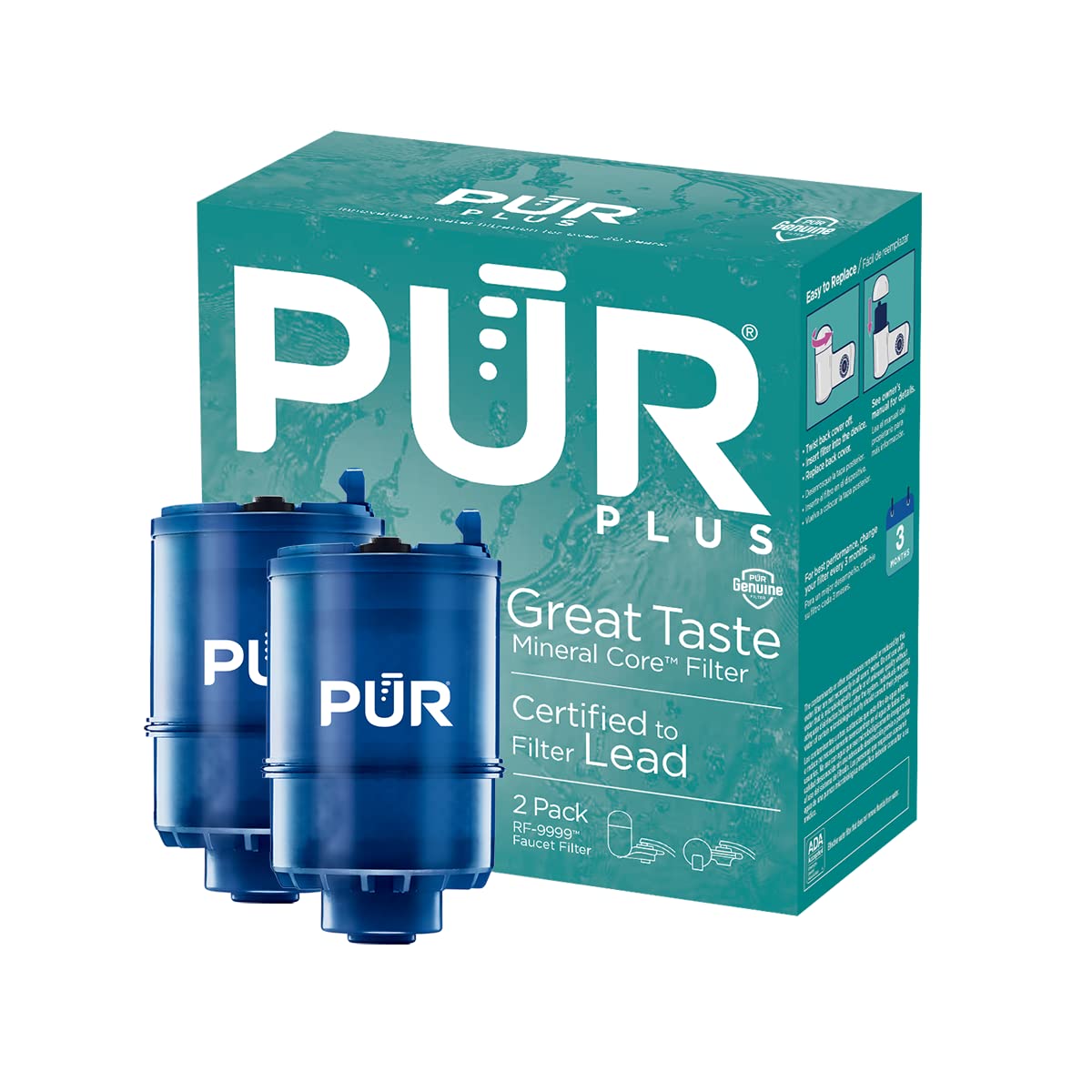 Photo 1 of PUR PLUS Mineral Core Faucet Mount Water Filter Replacement (2 Pack) – Compatible With All PUR Faucet Filtration Systems