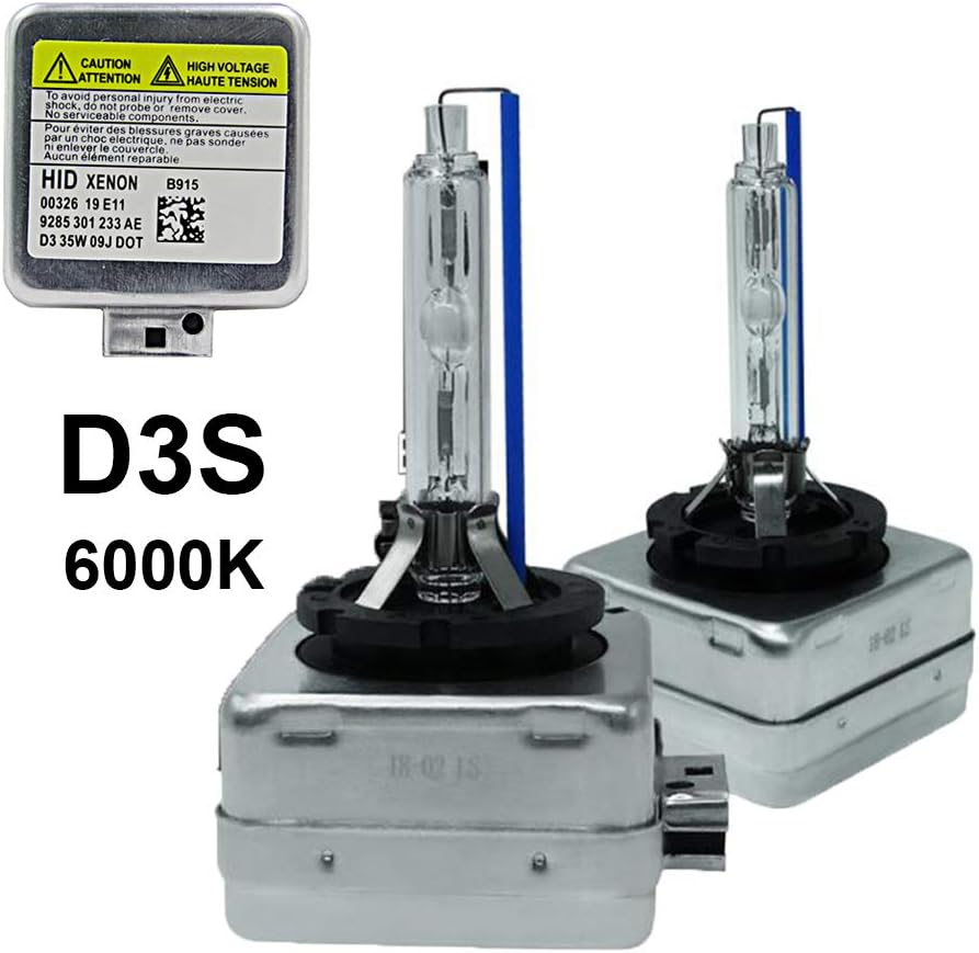 Dinghang D3S 6000K 35W Xenon HID Headlight Replacement Bulbs, High And Low Beam Hid Headlights (2pcs)
