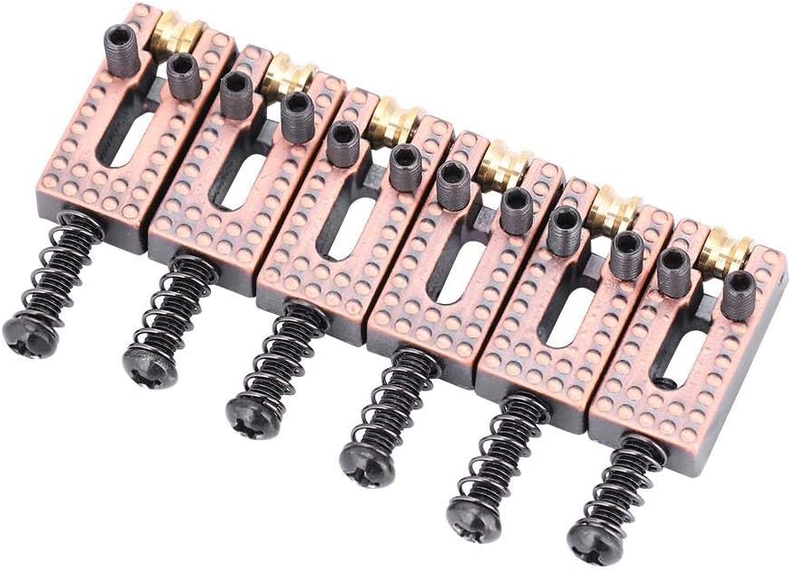 Saddle for Electric Guitar 6 Roller Bridge Saddles for Fender Strat Tele Electric Guitar 4 colors(Red), Copper Red, One size fits all