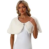 Allegra K Women's Elegant Faux Fur Shawl Bridal Wedding Party Wrap Stole Shrug