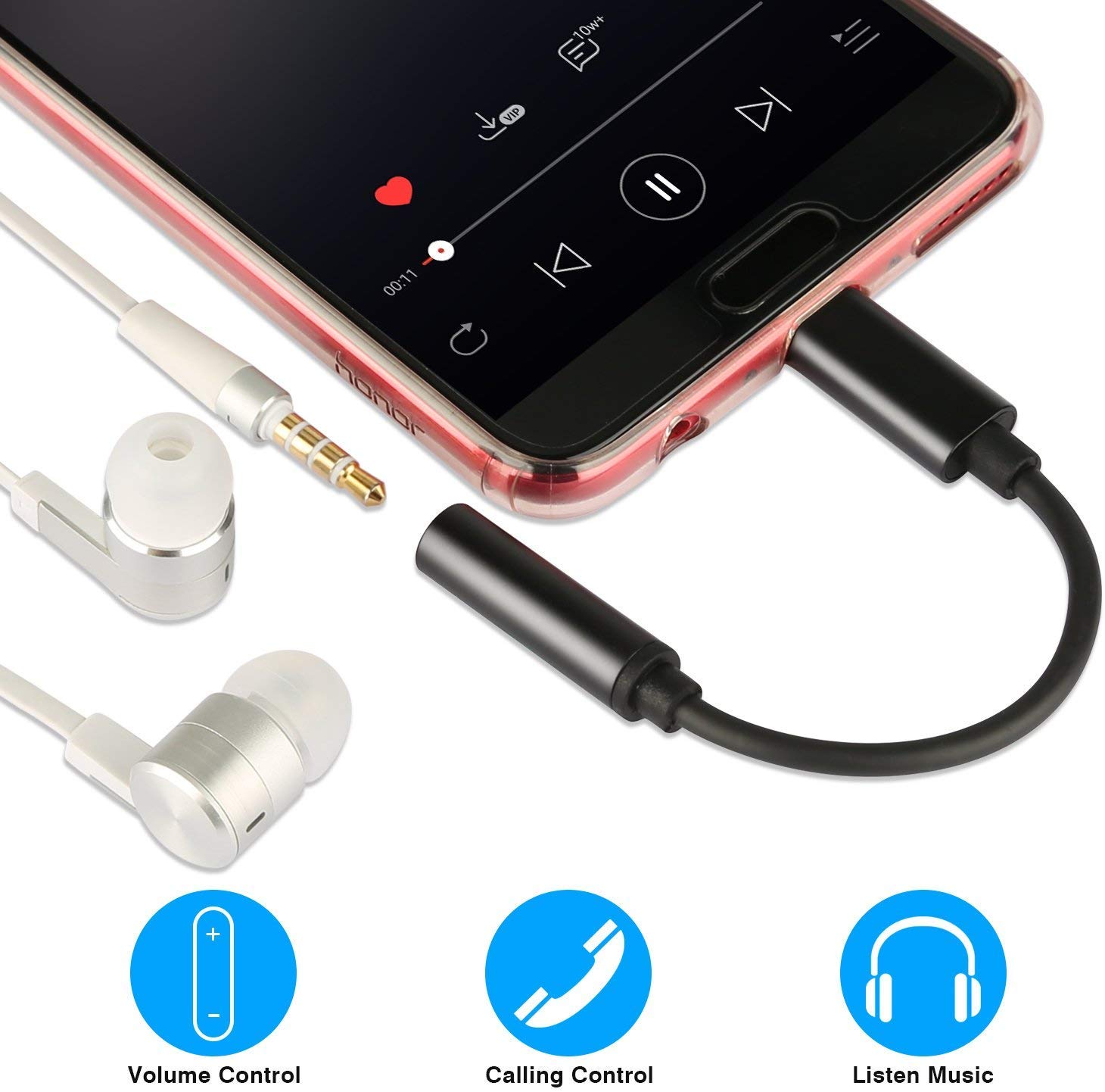 USB C to 3.5mm Headphone Jack Adapter, Mxcudu USB C to 3.5mm Audio Adapter Headphone Jack Dongle Compatible with Google Pixel 4/3/3XL, Samsung Galaxy Note 10/10+, iPad Pro 2018 and More(Black)