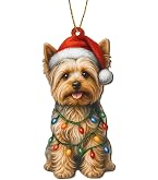 Kurt Adler – Décorations De Noël : Yorkshire Terrier Avec Bonnet De Père Noël (C7954YO)