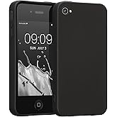 kwmobile Case Compatible with Apple iPhone 4 / 4S Case - Soft Slim Protective TPU Silicone Cover - Black