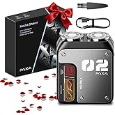 PAXA Mini Electric Shaver for Men,9000Rpm Electric Razor for Men,Magnetic Dual-Head Rotary Pocket Shaver IPX7 Waterproof Wet & Dry for Shaving Face,USB-C Rechargeable for Home,Car,Travel(Gray)