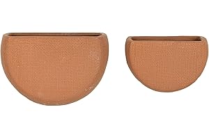 Main + Mesa Modern Boho Stoneware Wall Mount Planters, Terracotta, Set of 2 Sizes