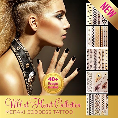 Aloha Sky Metallic Temporary Tattoo | Festival flash tattoo for Ultra Music Festival, Coachella, Desert Hearts, Stagecoach | Golden Goddess Collection