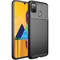 TheGiftKart Rugged Shockproof Carbon Fibre Slim Armour Back Cover Case for Samsung Galaxy M30s (Black) [ Launch Offer ]