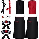 DASHUAIGE Japanese 8 Hibachi Chef Costume Set Teppanyaki Tall Cap with Hachimaki Headband Apron Accessories