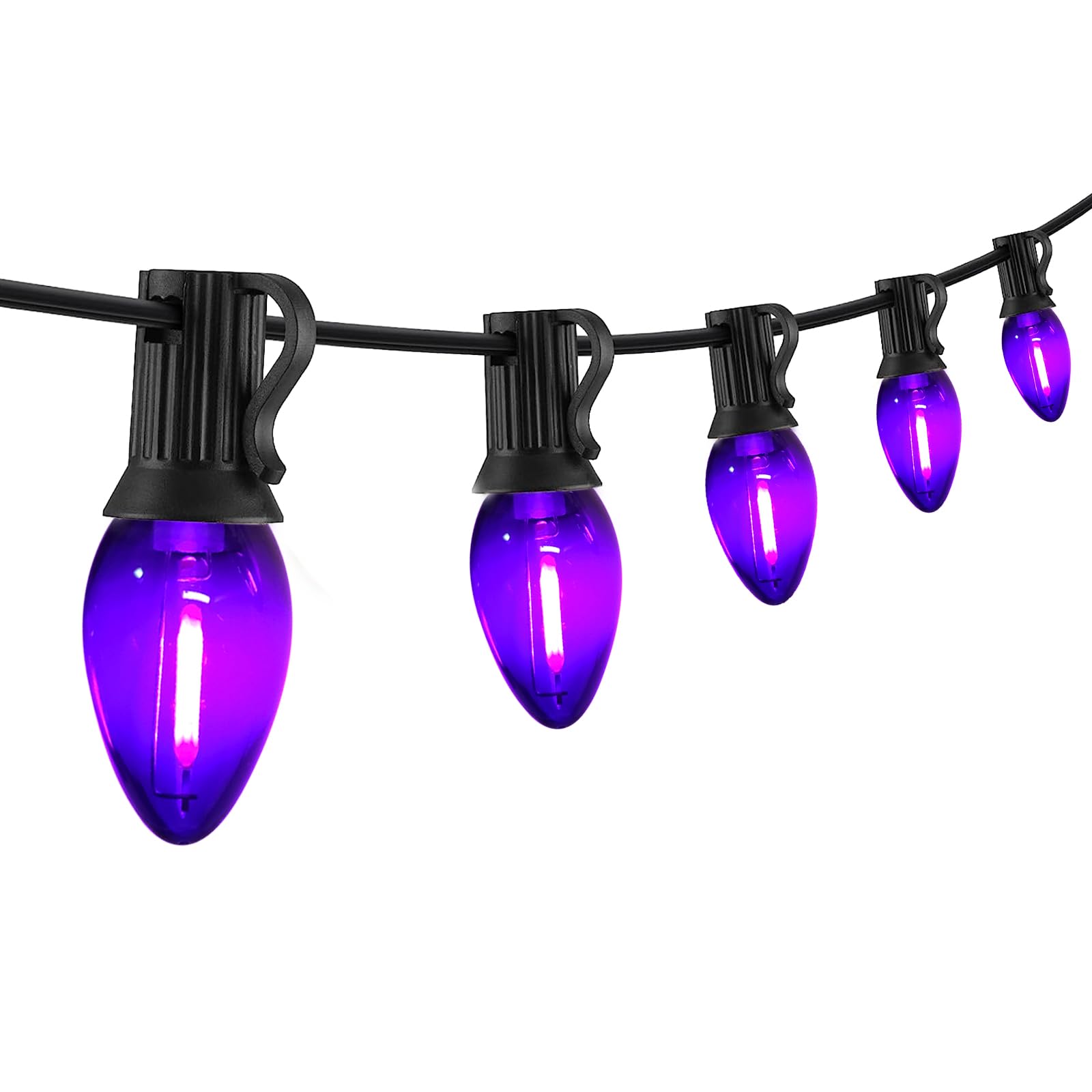 Photo 1 of CHYParty 25FT C7 Purple Halloween Lights Outdoor Indoor, LED String Lights with 25 Shatterproof Bulbs for Patio, Yard, Fence, Christmas Tree, Holiday Décor