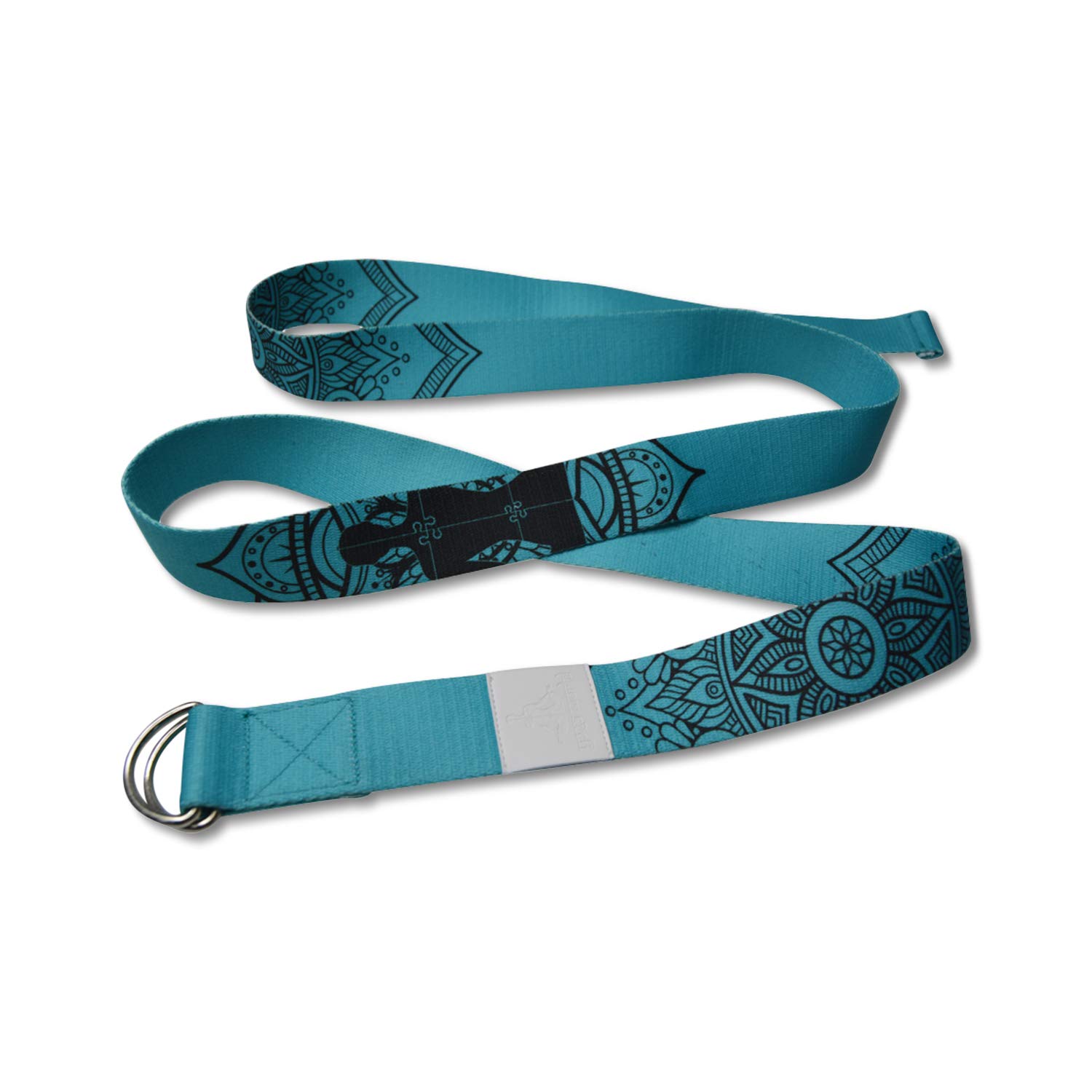 Yoga World D-Ring Yoga Strap 6ft Organic Cotton for Flexibility Pilates Fascia Hamstring Calf Stretching T Black