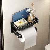 Tindbea Toilet Paper Holder With Phone Shelf – Adhesive Or Screw Mount, Stainless Steel Rustproof, Matte Black