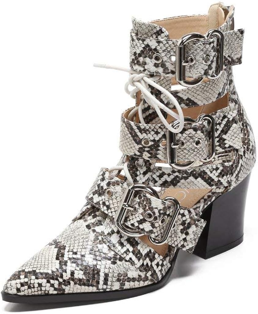 pointed toe ankle boots chunky heel