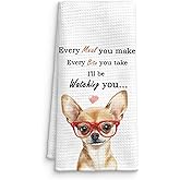 QICLM Funny Chihuahua Kitchen Towel, Chihuahua Lovers Gifts Hand Towel Dish Towel, Cute Dog Funny Chihuahua Kitchen Decor, Dog Lovers Gifts for Women Mom Lady Girl, 16x24 Inches