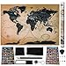 World Scratch Off Map by Doctuss | Travel Map - Detailed Wall Poster | US and Canada Divided by States | Perfect Gift for Any Occasion | Vintage Scratch Off Map of The World - Large Size 33x23