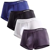 Ouruikia Men's Underwear Modal Boxer Briefs Lightweight Turnks Tagless Underpants with Separate Pouch