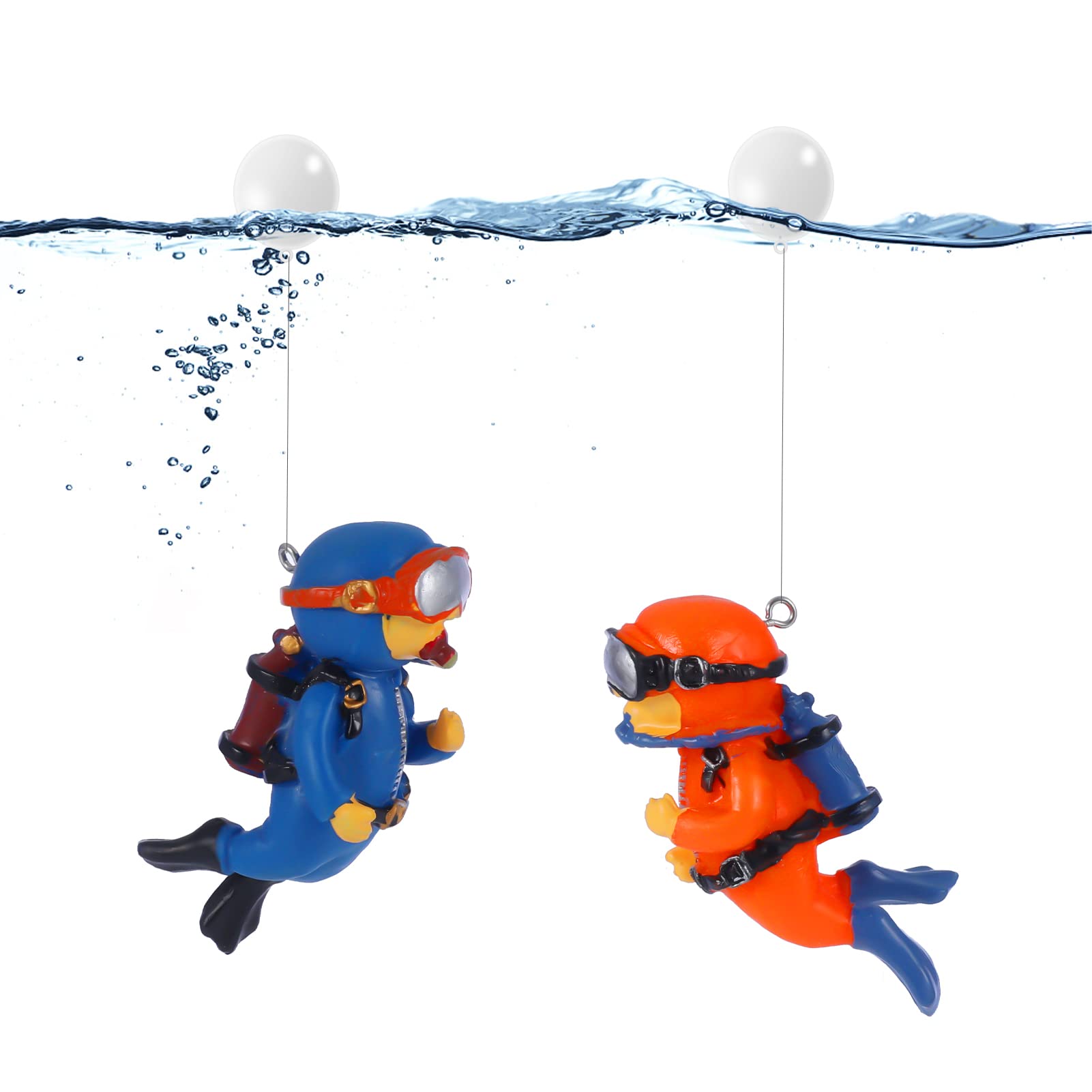 umorismo 2 Pcs Fish Tank Decorations Mini Aquarium Decorations Floating Cute Diver Figurines with Water Balloons For Aquarium Fish Tank Accessories
