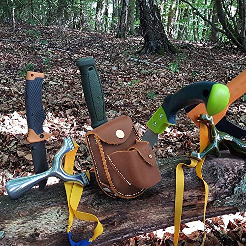 Kosibate Slingshot Ammo Pouch, Catapult Leather Hunting Holder for 3/8