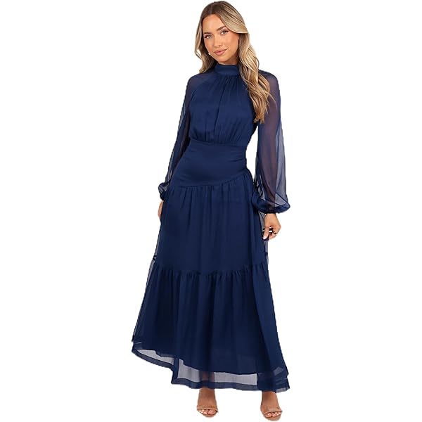 long sleeve royal blue long dress Mirabella Long Sleeve Fitted Evening Dress