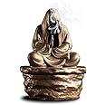 Ceramic Incense Holder for Cone and Coil - Incense Burner Holder Zen Decor with Buddha Statue Design Protection from Evil - 4.72" L X 3.78" W X 6.18" H (Gold)