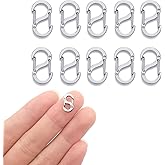 10Pcs Double Opening Shortener Clasp Necklace Clasp and Closures Stainless Steel S Lock Bracelet Connector Necklace Clip (Small, Silver)