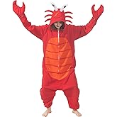 AIYOUYIYA Adult Sea Creatures Onesie Lobster, Crab, Shrimp, Seahorse, Turtle Halloween Costume Unisex Animal Cosplay Pajamas