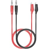 Goupchn 4mm Banana Plug to Alligator Clip Test Leads, 2PCS Red Black | Crocodile Clips, Copper, Soft Flexible Cable Wire Set