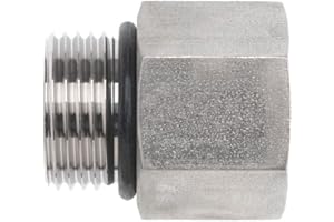 Brennan Industries 6410-08-10-O Steel Straight Reducer, 3/4"-16 SAE ORB x 7/8"-14 SAE ORB Thread, Male O-Ring Boss x Female O-Ring Boss