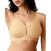 SHARICCA Womens Wireless Bras Full Coverage Deep V Mesh Bra Comfortable Seamless Soft Padded Sleep Bralettes