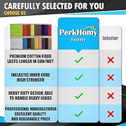 PerkHomy 500lb Cotton Rope 3/16" (5mm) 50 ft Multi