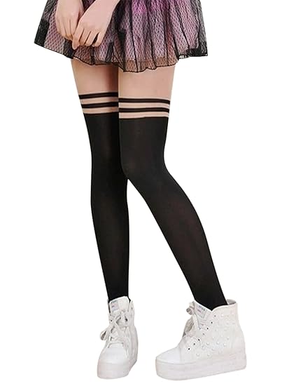 homedecoam Damen Feinstrumpfhose Strumpfhose mit Overknees Muster Tights Leggings