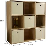 Home Source 9 Shelf Cube Bookcase Oak Effect Storage Unit 90cm view 2