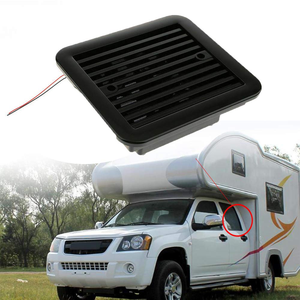 MASO 12V Side Exhaust Port Air Fan One-Way Ventilation Fans Dust-proof Strong Wind Cooling Fan for Car RV Caravan Van(Black) — image 1