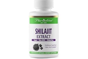 Paradise Herbs Shilajit Extract, Whole Active Plant Extract, Super Potent, Ultra Pure, Vegan, Non-GMO, Gluten Free, Keto, 60 Count Vegetarian Capsules