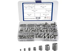 XINGYHENG 210pcs M3 M4 M 5 M6 M8 M10 M12 Wire Thread Inserts Steel Sheath Helicoil Type Screw Repair Sleeve Assortment Kit with Plastic Box