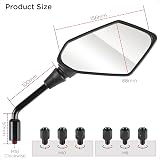 evermotor Universal Motorcycle Mirrors Hawk-Eye 4x Bolts M8/M10 6.2in Lens view 5