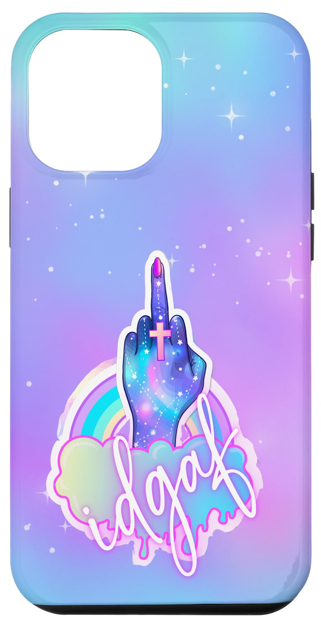 iPhone 12 Pro Max Colorful Celestial Middle Finger I Don't Give A Crap Print Case