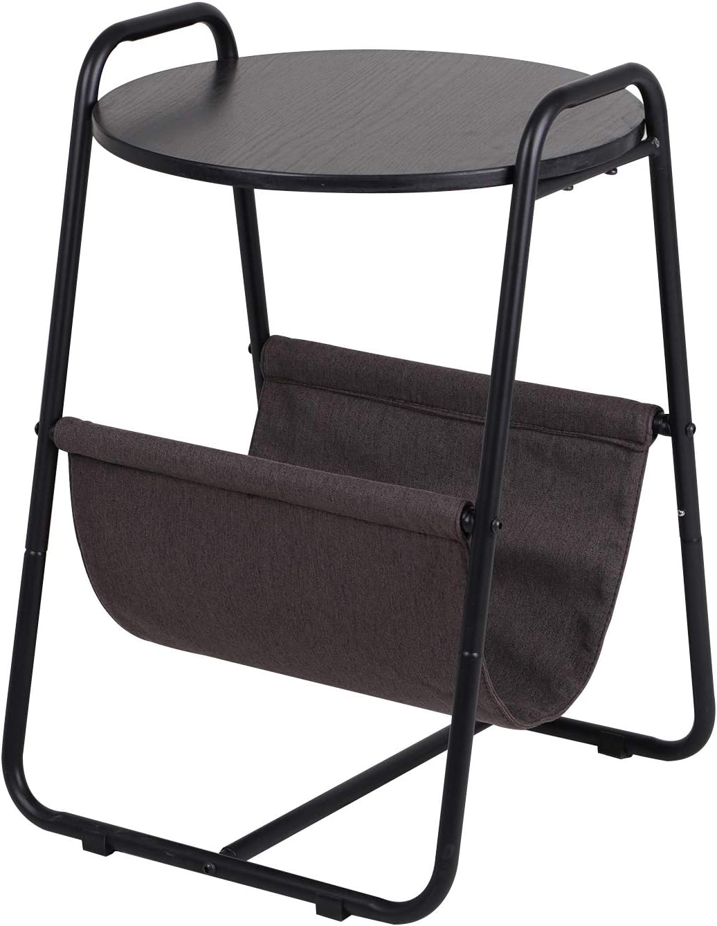 Side Table Small Table Wood Black Table with Storage Bag for Living Room Bedroom 45 * 45 * 66 cm