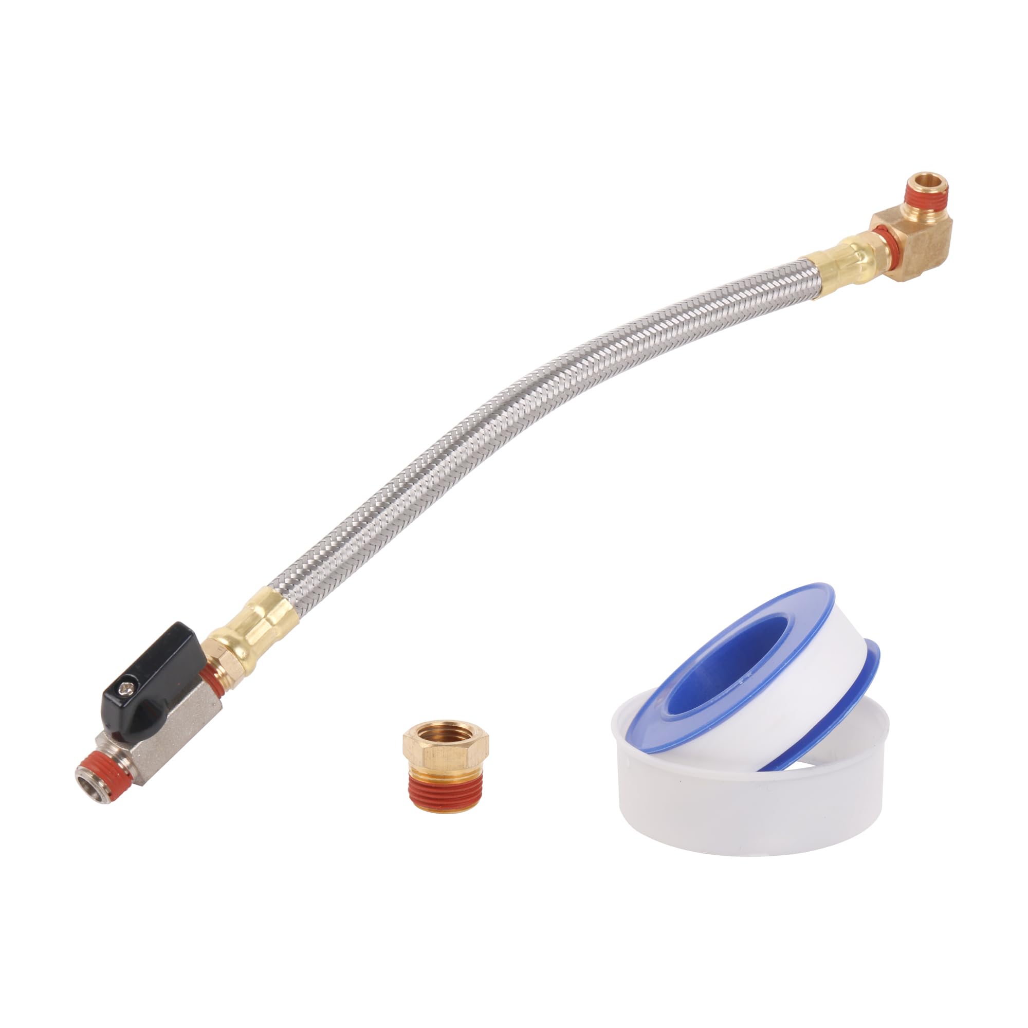 CNBTR Extended Tank Drain Assembly Kit with 13.39" Braided Steel Hose 1/4 Inch NPT