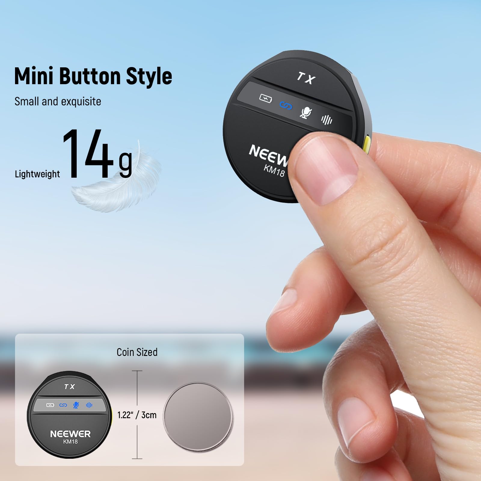 NEEWER Wireless Lavalier Microphone System Compatible with iPhone Android Phone PC Laptop Computer, Noise Cancelling Mini Lapel Mic Set with USB C OTG Charging Case 24H Battery 200m Long Range, KM18