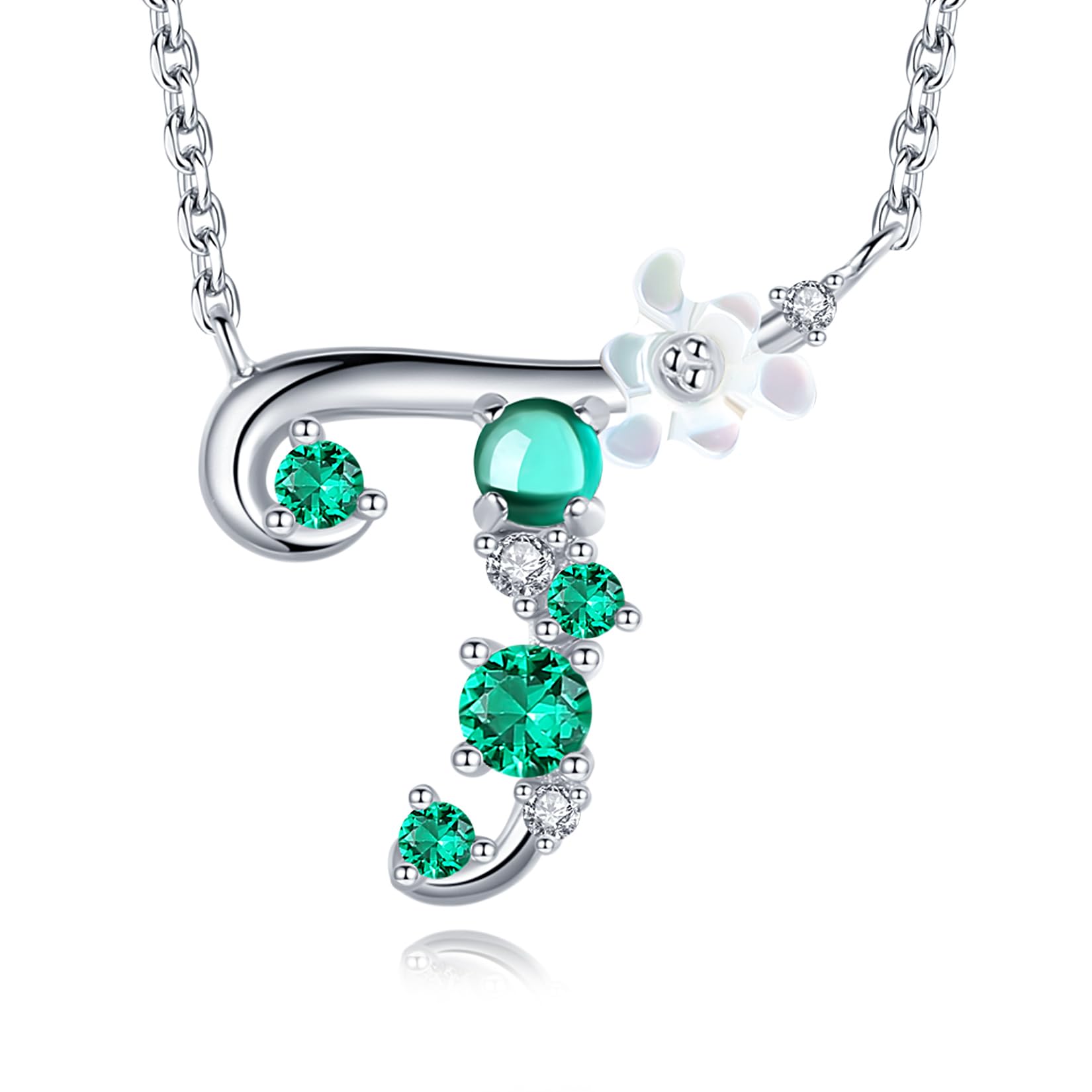 VIKI LYNN Letter T Initial Necklace 925 Sterling Silver Cubic Zirconia Personalised Alphabet Charm Pendant Necklace for Girls