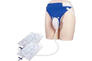 OPSTRA YEE Wearable Urine Collector Set with Urine Catheter Bag (1000ml & 2000ml), Silicone Urine Catching Capsule with 1.2M Urinary Catheter and Breathable Cotton Pants for Anti Reflux for Elderly Men Blue