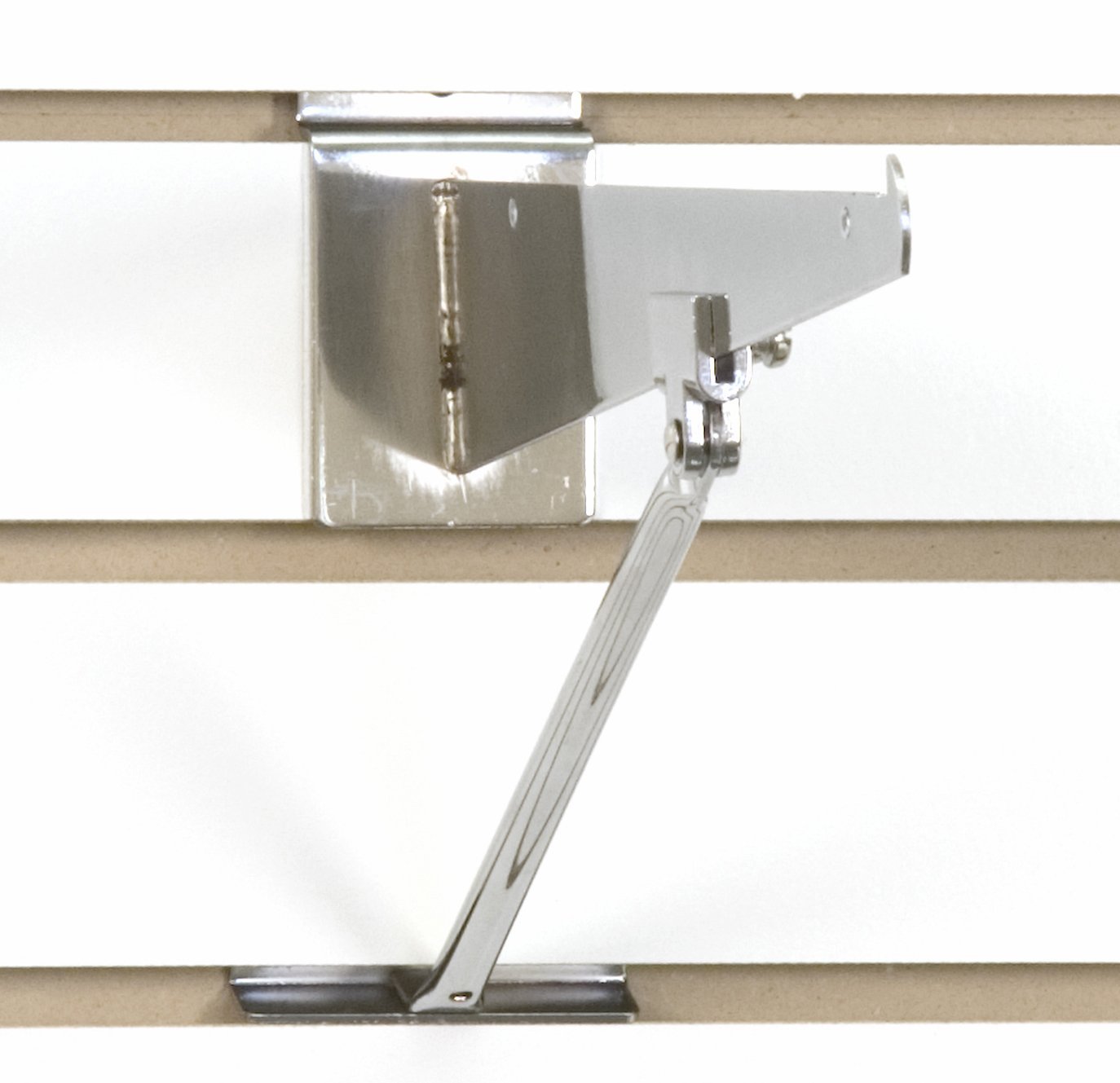 Heavy Duty Slatwall Shelf Bracket in Chrome 16 Inch Set of 25