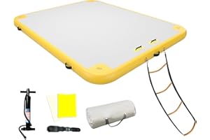 GONFLABLE 6ft/8ft/10ft/12ft Inflatable Floating Dock Platform, Inflatable Raft Water Pad for Adults, Multi-Person Air Floating Islands Mat for Lake Pool Beach Ocean