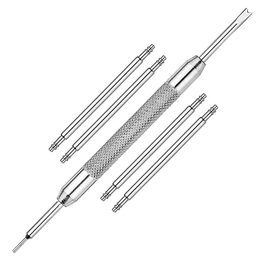 MMOBIEL Heavy Duty Spring Bar 4 Pack Stainless Steel Watch Band Pins Diameter 1.8mm Includes Removal Tool (18mm)