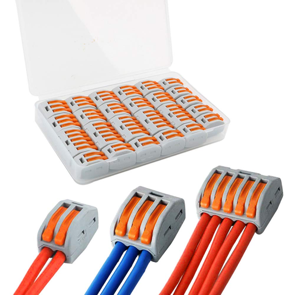 QitinDasen 25Pcs Lever-Nut Wire Connector Set, Conductor Compact Wire Connector (PCT-212/213/215)