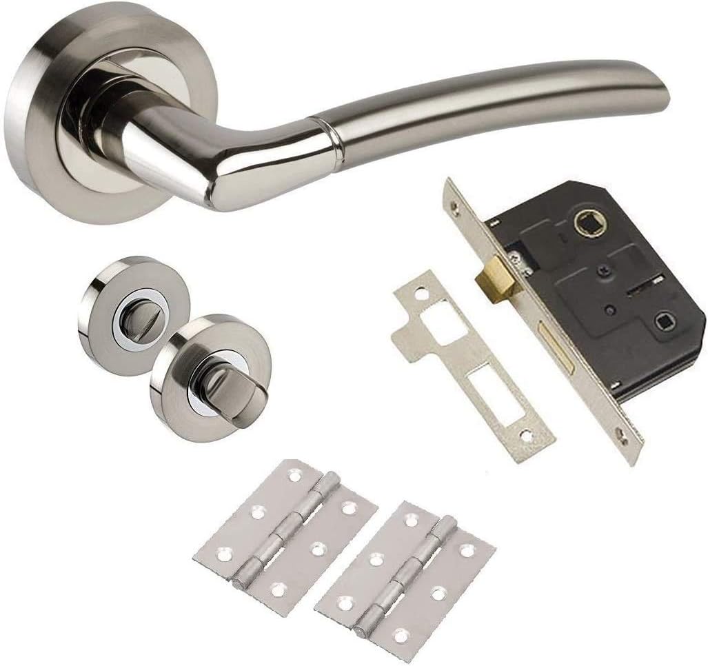 Indiana Style Modern Chrome Door Handles on Rose with Duo Finish