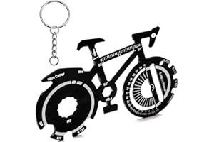 Ymapinc 20 in 1 Bicycle Shaped Keychain Multitool Card - Pocket Multi-Tool for Bike Lover Men Key Chain gift for Dad Husband Birthday Father's Day - Black Stainless Steel