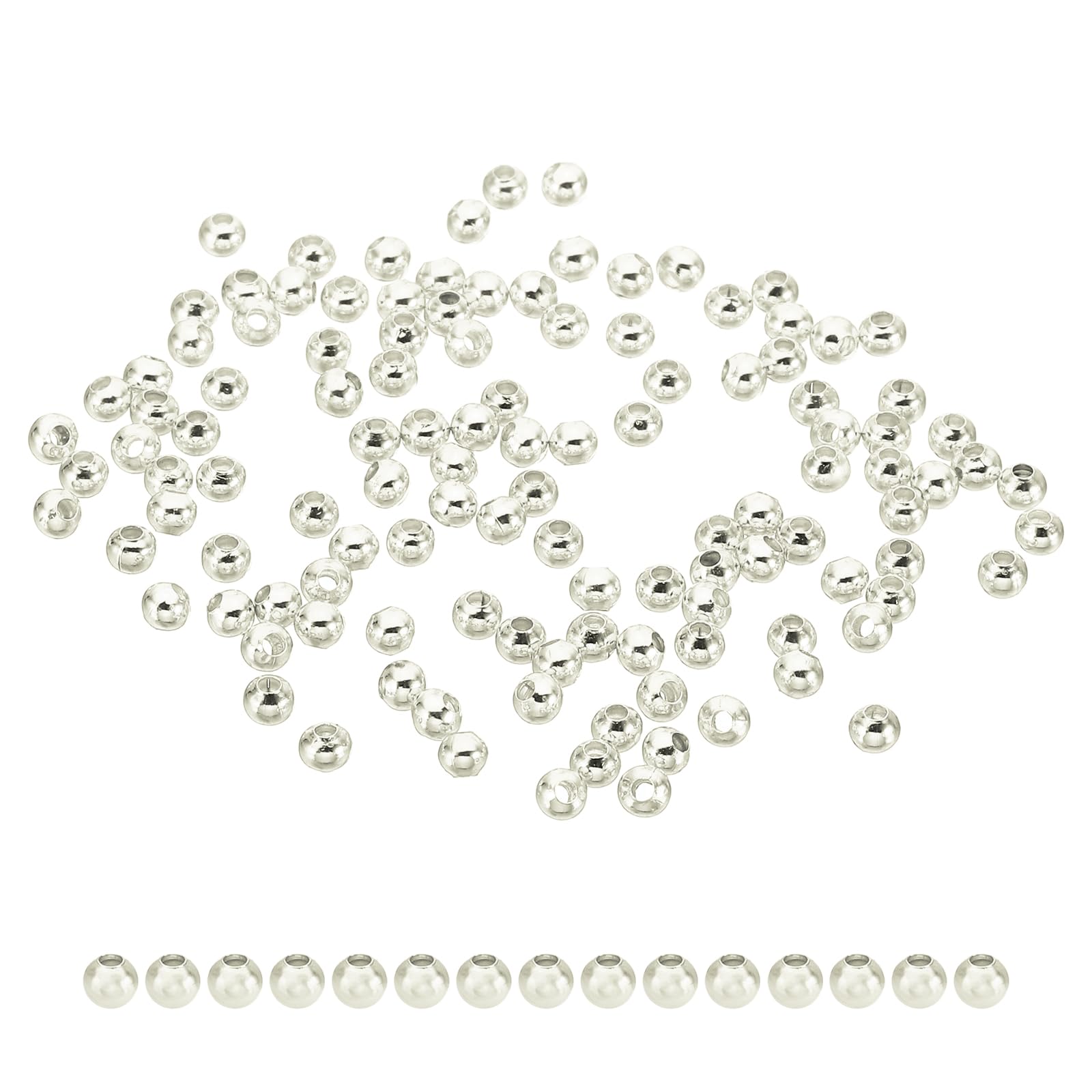 PATIKIL 3mm Silver Filled Spacer Beads for Jewelry Making, 100 Pack Metal Round Beads Brass Beads for Bracelets Earring Necklace DIY Craft