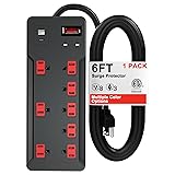 ETL Listed Power Strip Surge Protector, 8 Outlets