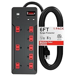 ETL Listed Power Strip Surge Protector, 8 Outlets